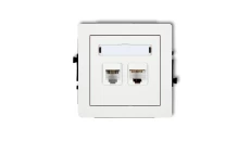 DECO Mechanizm gniazda telefonicznego pojedynczego 1xRJ11 + komputerowego pojedynczego 1xRJ45, kat. 5e, 8-stykowy 25DGTK