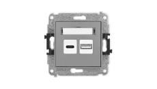 MINI Mechanizm ładowarki USB podwójnej USB C + USB A, 20W max., szary mat 27MCUSB-8