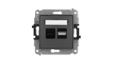 MINI Mechanizm ładowarki USB podwójnej USB C + USB A, 20W max., grafitowy mat 28MCUSB-8