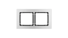 DECO Ramka uniwersalna podwójna - aluminium szczotkowane (ramka: srebrna spód: czarny) 7-12-DRA-2