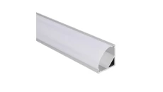 Profil LED kątowy anod. aluminium 2m z kloszem, zaślepkami i uchwytami, dla taśm do 10mm komplet 5 sztuk PROMOCJA