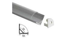 Profil LED kątowy anod. aluminium 2m z kloszem, zaślepkami i uchwytami, dla taśm do 10mm komplet 5 sztuk PROMOCJA