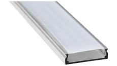 Profil LED natynkowy anod. aluminium 2m z kloszem, zaślepkami i uchwytami, dla taśm do 20mm komplet 5 sztuk PROMOCJA