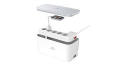 Listwa zasilająca z organizerem, 5x AC, 3x USB, LDNIO SN5309W, 2500W (biała)