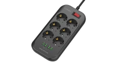Listwa zasilająca z 6 gniazdami AC, 4x USB, LDNIO SE6403, 2m (czarna)