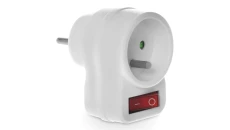 Wtyczka-gniazdo z wyłącznikiem 10A 250V z/u białe R-1WS