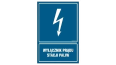 ZNAK - HG020 Wyłącznik prądu stacji paliw - opakowanie 10 sztuk 5 x 7,5 cm PN - Płyta 1mm