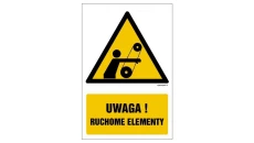 ZNAK - GF060 Uwaga! Ruchome elementy 20 x 30 cm FN - Folia samoprzylepna