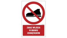 ZNAK - GC023 Zakaz wejścia w obuwiu zewnętrznym - arkusz 9 naklejek 5 x 7,5 cm FS - Folia samoprzylepna foto.