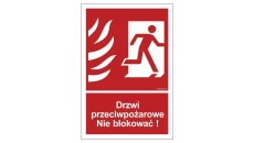 ZNAK - BC056 Drzwi przeciwpożarowe. Nie blokować! prawostronne 25 x 37 cm KN - Folia podłogowa