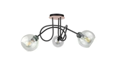 Lampa sufitowa nowoczesna 3xE27 EVIE BLACK/WOOD