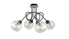 Lampa sufitowa nowoczesna 4xE27 EVIE BLACK/WOOD