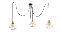Lampa wisząca loftowa 3 xE27 COMO GOLD
