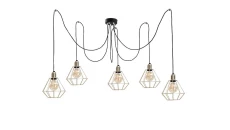 Lampa wisząca loftowa 5xE27 COMO GOLD
