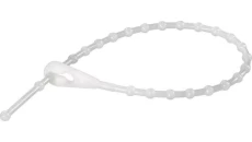 Opaska taśma trytytka zaciskowa kablowa wielokrotnego użytku węzełkowa, 100x1mm biała 25szt / 08338