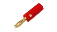Wtyk głośnikowy typu BANAN skręcany złoty prosty czerwony