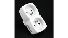 Rozgałęźnik 2gn. - 2x2P+Z, uziemienie, biały / 24003