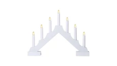 Dekoracje - świecznik biały drewniany 7 LED, 29 cm 2x AA ciepła biel, IP20, timer DCAW12