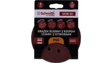 Papier ścierny krążki na rzep z otworami 125mm P60 zestaw 5szt Schmith