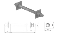 Śruba dwustronna M20, L=280 mm do mocowania haków nakrętkowych oraz do zbliźniaczenia żerdzi ŻN (S3022CP)
