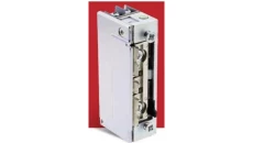 Wąski eklektrozaczep 16mm symetryczny z wyślizgiem i blokadą 10-24V AC/DC