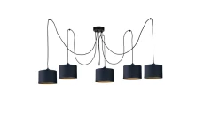 Lampa wisząca nowoczesna abażur 5xE27 FLOW BLACK LONG