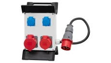Rozdzielnica R-240 - gniazda 16A 5p, 32A 5p, 2x230V, przewód OW 5x2,5mm2-1,5m z wtyczką 16A 5p na stelażu plastikowym