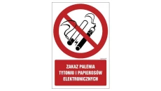 ZNAK - GC077 Zakaz palenia tytoniu i papierosów elektronicznych 35 x 52,5 cm PN - Płyta 1mm