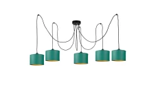 Lampa wisząca nowoczesna abażur 5xE27 FLOW GREEN LONG