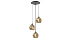 Lampa wisząca nowoczesna 3xE27 CALLISTO BLACK/ GOLD Duży klosz 20 cm