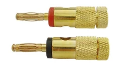 Wtyk banan duży złoty skręcany czerwony /opak = 10szt/