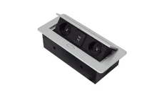 GNIAZDO CHOWANE W BLAT NABLATOWE + 2 USB GNIAZDKO srebrne GB2PL+2-SILVER