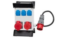 Rozdzielnica R-240 - gniazda 2x16A 5p, 3x230V, przewód OW 5x2,5mm2-1,5m z wtyczką 16A 5p na stelażu plastikowym