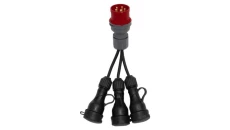 Reduktor - wtyczka siłowa 16/5 +3x OW 3x1,5mm2 0,25m +3x gniazdo gumowe