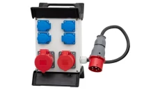Rozdzielnica R-240 - gniazda 2x32A 5p, 4x230V, przewód OPD 5x4mm2-1,5m z wtyczką 32A 5p na stelażu plastikowym