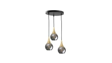 Lampa wisząca nowoczesna 3x E27 LACRIMA SMOKY/GOLD