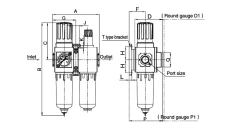 Blok przygotowania powietrza G 1/4 GW do 10 bar, regulacja 1,5-9 bar, 5 um