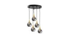 Lampa wisząca nowoczesna 5xE27 LACRIMA SMOKY/GOLD