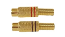 Gniazdo RCA złote małe z odgiętką /2szt = komplet czerwony i czarny/