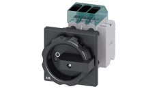 Rozłącznik główny 3P 63A 22kW AC23A 400V styki pom 1Z 1R montaż tablicowy pokrętło czarne piórkowe otwór 22.5mm 3LD3454-1TK51