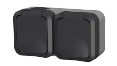 Gniazdo z uziemieniem podwójne natynkowe Aqua Pro IP55 szare / 60325