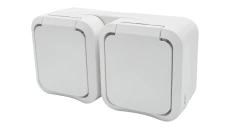 Gniazdo z uziemieniem podwójne natynkowe Aqua Pro IP55 białe / 60225
