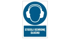 ZNAK - GL005 Stosuj ochronę słuchu - opakowanie 10 sztuk 5 x 7,5 cm KN - Folia podłogowa