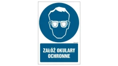 ZNAK - GL003 Załóż okulary ochronne 35 x 52,5 cm FN - Folia samoprzylepna
