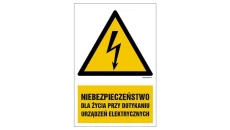 ZNAK - HA006 Niebezpieczeństwo dla życia przy dotykaniu urządzeń elektrycznych - opakowanie 10 sztuk 5 x 7,5 cm PN - Płyta 1mm