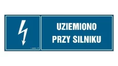 ZNAK - HH050 Uziemiono przy silniku - arkusz 8 naklejek - arkusz 8 naklejek 10 x 3,3 cm FN - Folia samoprzylepna