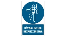 ZNAK - GL011 Używaj szelek bezpieczeństwa - arkusz 9 naklejek 5 x 7,5 cm FN - Folia samoprzylepna