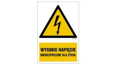 ZNAK - HA004 Wysokie napięcie niebezpieczne dla życia 10 x 15 cm FN - Folia samoprzylepna