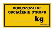 ZNAK - NC081 Dopuszczalne obciążenie stropu .......kg - arkusz 6 naklejek 10 x 5 cm FN - Folia samoprzylepna