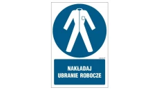ZNAK - GL039 Nakładaj ubranie robocze 10 x 15 cm FN - Folia samoprzylepna